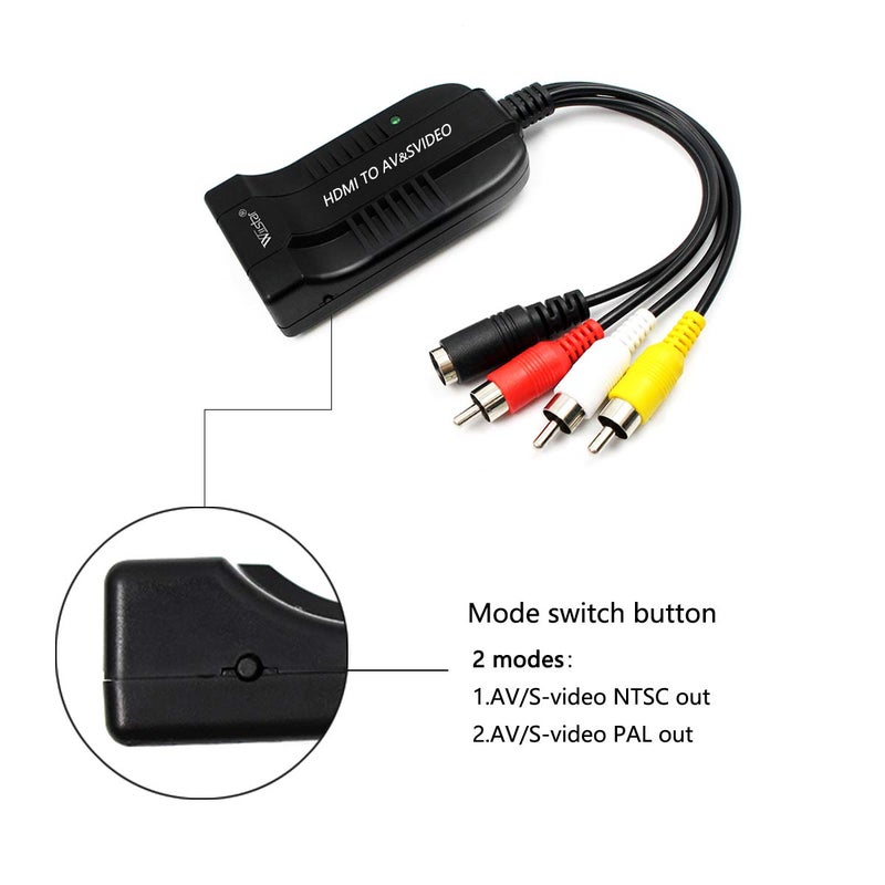 Wiistar HDMI to Male AV CVBS S-Video Converter Adapter HDMI to Male 3RCA Composite R/L S Video 1080P Video Converter Box with AV Svideo Cable - Image 5